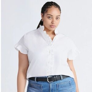 Free Assembly Ruffle Collar Button Up